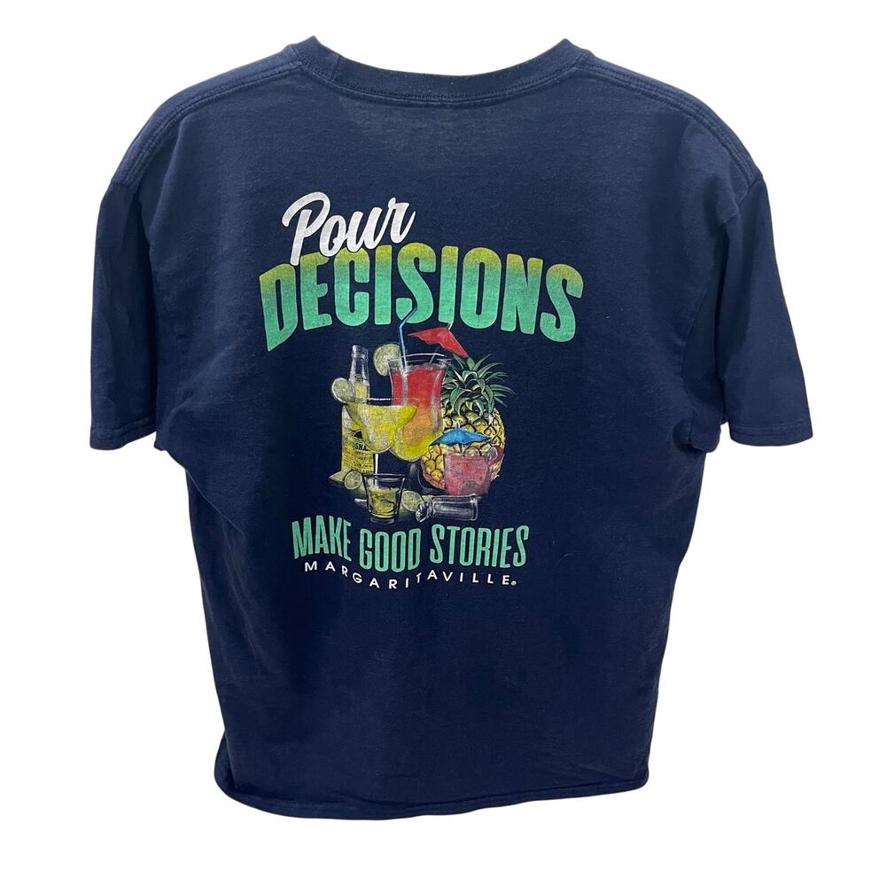 Margaritaville Navy Blue "Pour Decisions" Graphic T-Shirt Men's Large
